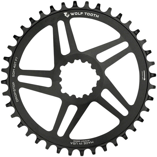 Wolf Tooth Direct Mount Chainring - 40t SRAM Direct Mount For SRAM 3-Bolt 6mm Offset Drop-Stop B Flattop Compatible BLK Chainrings Wolf Tooth   