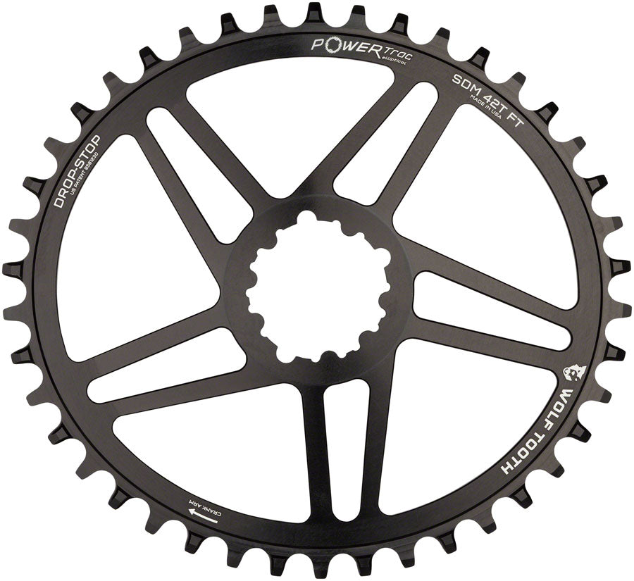 Wolf Tooth Elliptical Direct Mount Chainring - 42t SRAM Direct Mount 6mm Offset Drop-Stop Flattop Compatible BLK Chainrings Wolf Tooth   