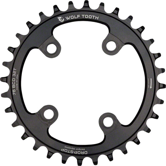 Wolf Tooth 76 BCD Chainring - 32t 76 BCD 4-Bolt Drop-Stop Compatible SRAM 76 BCD Specialized Stout BLK Chainrings Wolf Tooth   