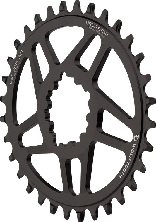 Wolf Tooth Elliptical Direct Mount Chainring - 34t SRAM Direct Mount Drop-Stop A For SRAM 3-Bolt Boost Cranksets 3mm Offset BLK Chainrings Wolf Tooth   