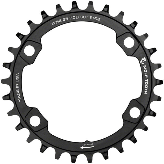 Wolf Tooth 96 BCD Chainring - 32t 96 Asymmetric BCD 4-Bolt For Shimano M8000/M7000 Cranks Requires 12-Speed Hyperglide+ Chain BLK Chainrings Wolf Tooth   