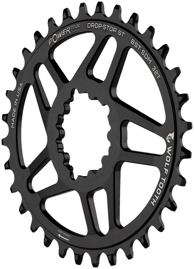 Wolf Tooth Direct Mount Chainring - 32t SRAM Direct Mount For SRAM 3-Bolt Boost Requires 12-Speed Hyperglide+ Chain BLK Chainrings Wolf Tooth   