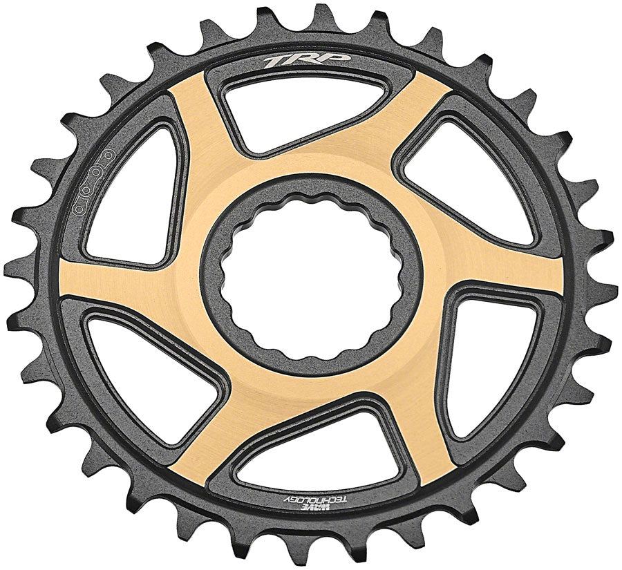TRP CR-M9050 Boost Direct Mount Chainring - 34t 12-Speed CINCH Mount 3mm Offset 7075-T6 Aluminum Sandblasted BLK/Gold Chainrings TRP   