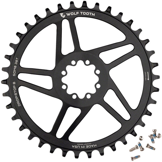 Wolf Tooth Direct Mount Chainring - 38t SRAM Direct Mount Drop-Stop B For SRAM 8-Bolt Cranksets 6mm Offset BLK Chainrings Wolf Tooth   