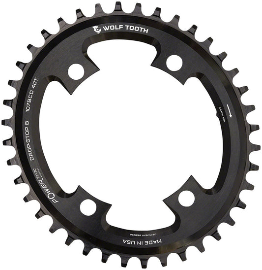 Wolf Tooth Elliptical 107 BCD Chainring - 42t Compatible SRAM 107 BCD Drop-Stop B 4-Bolt BLK Chainrings Wolf Tooth   