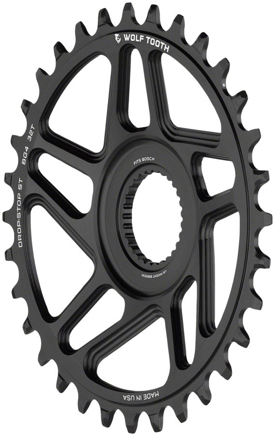 Wolf Tooth Bosch Gen 4 Direct Mount Chainring - Drop-Stop ST 32T Black Chainrings Wolf Tooth   