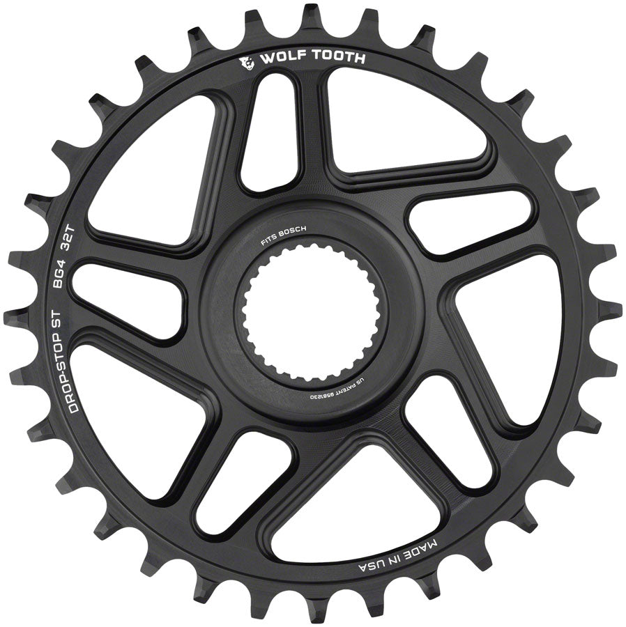 Wolf Tooth Bosch Gen 4 Direct Mount Chainring - Drop-Stop ST 34T Black Chainrings Wolf Tooth   