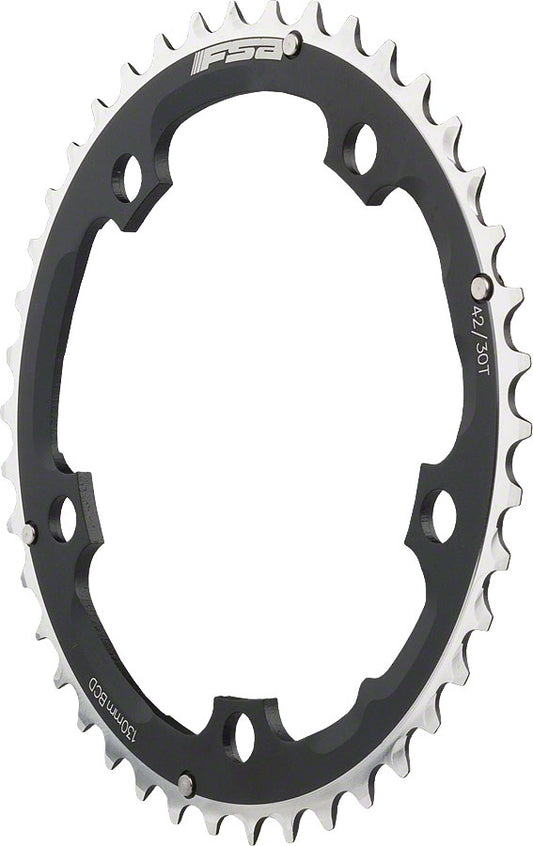 Full Speed Ahead Pro Road Triple Chainring - 42t 130 BCD Aluminum N-10 Black Chainrings FSA   