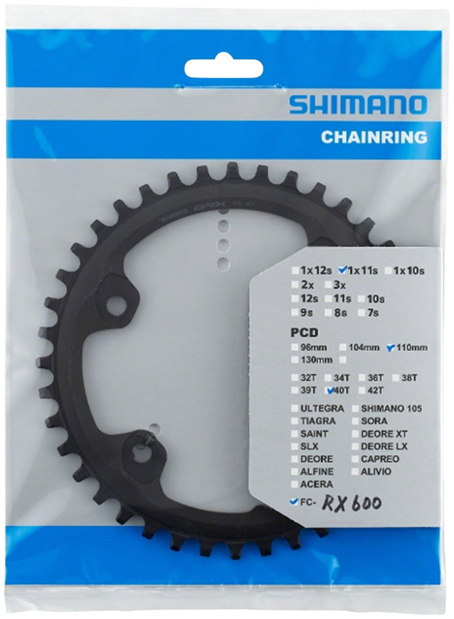 Shimano FC-RX600-1 Chainring - 40t 110mm BCD For 1x11 Black Chainrings Shimano   