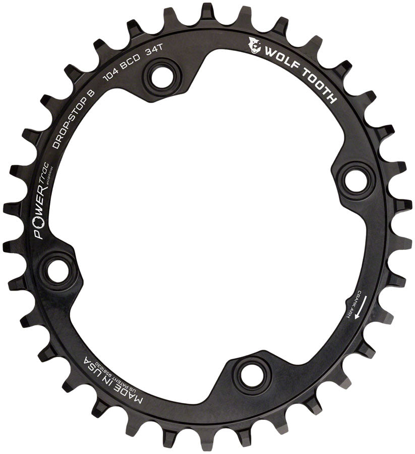 Wolf Tooth Elliptical 104 BCD Chainring - 34t 104 BCD 4-Bolt Drop-Stop B BLK Chainrings Wolf Tooth   