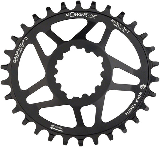 Wolf Tooth Elliptical Direct Mount Chainring - 30t SRAM Direct Mount Drop-Stop B For SRAM BB30 Short Spindle Cranks 0mm Offset BLK Chainrings Wolf Tooth   