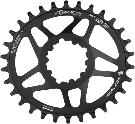 Wolf Tooth Elliptical Direct Mount Chainring - 30t SRAM Direct Mount Drop-Stop B For SRAM 3-Bolt Boost Cranksets 3mm Offset BLK Chainrings Wolf Tooth   