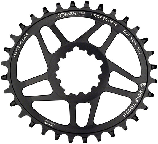 Wolf Tooth Elliptical Direct Mount Chainring - 32t SRAM Direct Mount Drop-Stop B For SRAM 3-Bolt Boost Cranksets 3mm Offset BLK Chainrings Wolf Tooth   