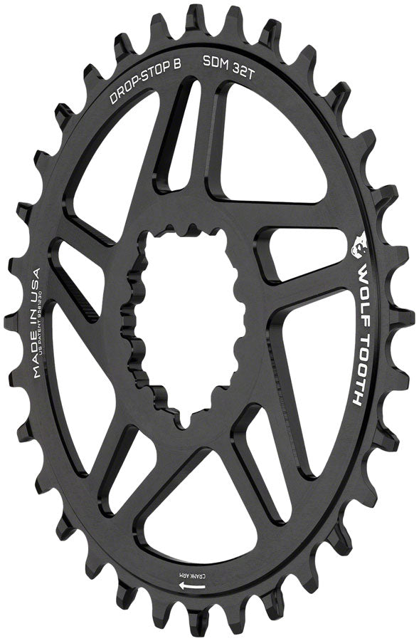 Wolf Tooth Direct Mount Chainring - 36t SRAM Direct Mount Drop-Stop B For SRAM 3-Bolt Boost Cranks 3mm Offset BLK Chainrings Wolf Tooth   