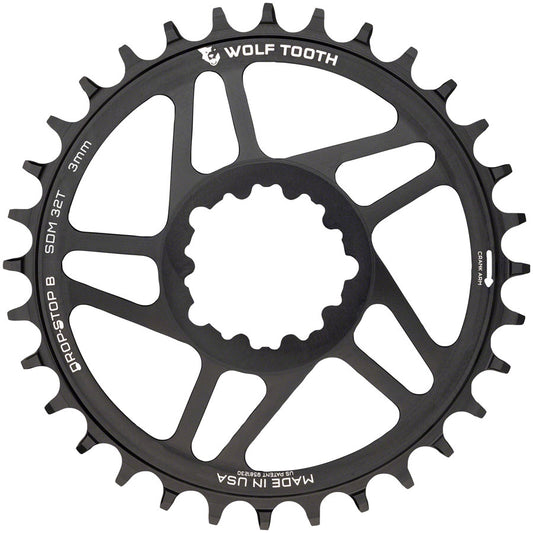 Wolf Tooth Direct Mount Chainring - 36t SRAM Direct Mount Drop-Stop B For SRAM 3-Bolt Boost Cranks 3mm Offset BLK Chainrings Wolf Tooth   