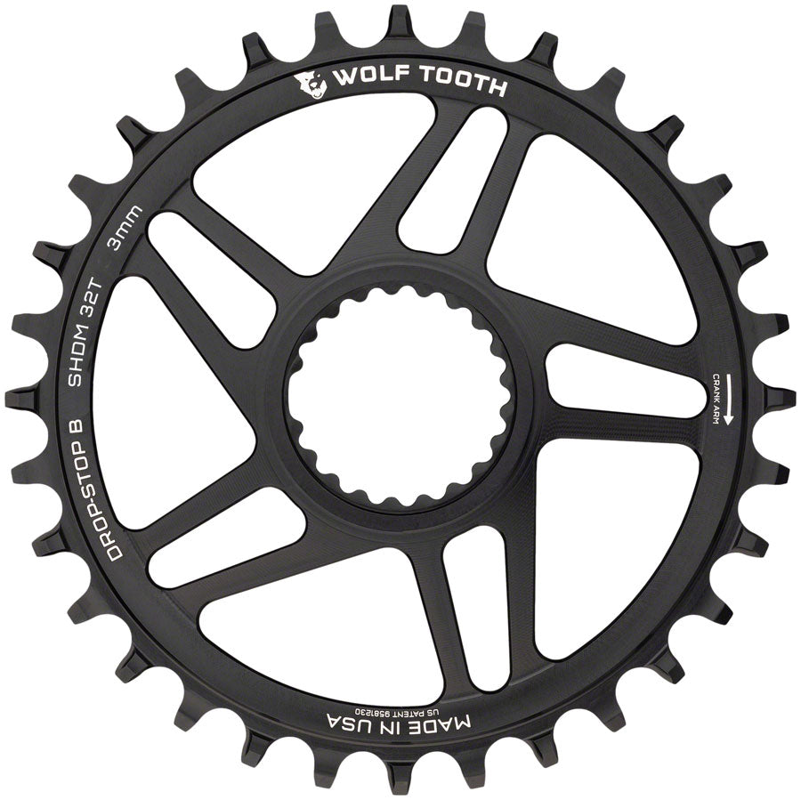 Wolf Tooth Direct Mount Chainring - 32t Shimano Direct Mount Drop Stop B Boost 3mm Offset BLK Chainrings Wolf Tooth   