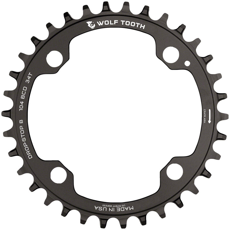 Wolf Tooth 104 BCD Chainring - 30t 104 BCD 4-Bolt Drop-Stop B Black Chainrings Wolf Tooth   