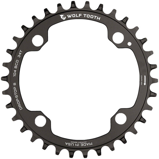 Wolf Tooth 104 BCD Chainring - 30t 104 BCD 4-Bolt Drop-Stop B Black Chainrings Wolf Tooth   