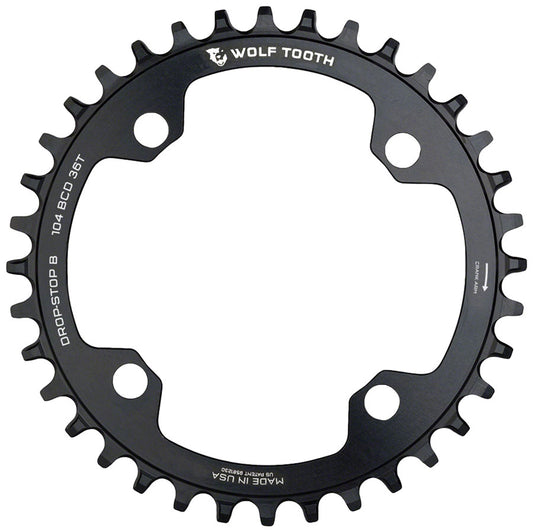 Wolf Tooth 104 BCD Chainring - 36t 104 BCD 4-Bolt Drop-Stop B Black Chainrings Wolf Tooth   