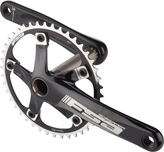 Full Speed Ahead Gossamer Tandem Front Crankset - 175mm Single Speed 42t 130 BCD Full Speed Ahead MegaExo Spindle Interface BLK Cranksets and Arms FSA   