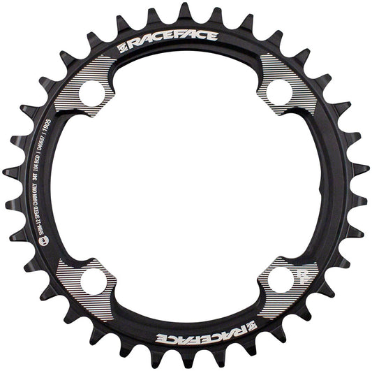 RaceFace 1x 104 BCD Hyperglide+ Chainring - 34t 104 BCD 4-Bolt Requires Shimano 12-speed Hyperglide+ Chain 7075 Aluminum BLK Chainrings Race Face   