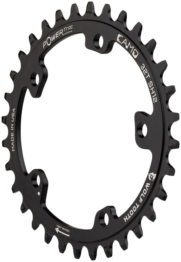 Wolf Tooth CAMO Aluminum Elliptical Chainring - 32t Wolf Tooth CAMO Mount Requires 12-Speed Hyperglide+ Chain BLK Chainrings Wolf Tooth   