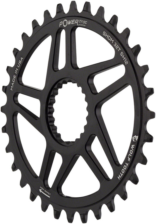 Wolf Tooth Elliptical Direct Mount Chainring - 32t Shimano Direct Mount Boost 3mm Offset Requires 12-Speed Hyperglide+ Chain BLK Chainrings Wolf Tooth   