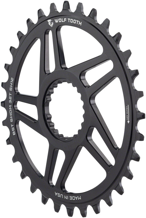 Wolf Tooth Direct Mount Chainring - 30t Shimano Direct Mount For Boost Cranks 3mm Offset Requires 12-Speed Hyperglide+ Chain BLK Chainrings Wolf Tooth   