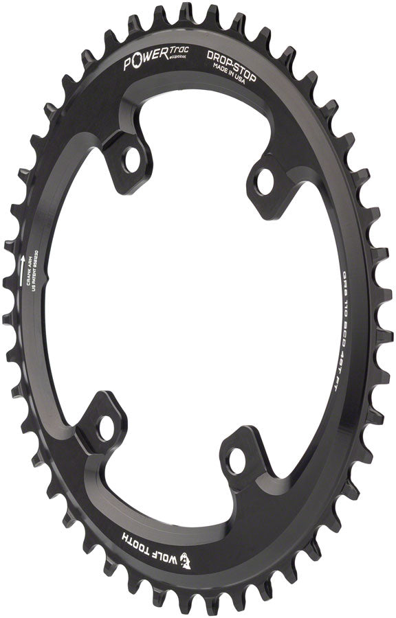 Wolf Tooth Elliptical Shimano 110 Asymmetric BCD Chainring - 46t 110 Asymmetric BCD 4-Bolt Drop-Stop For Shimano GRX Cranks BLK Chainrings Wolf Tooth   