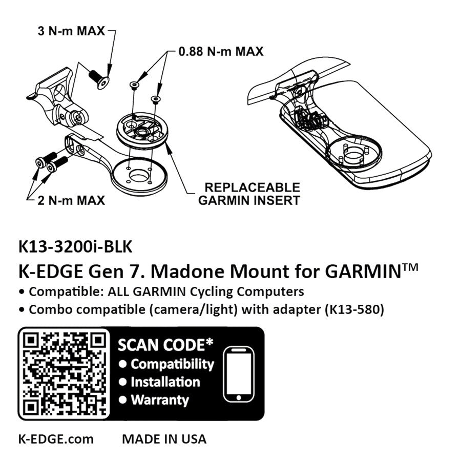 K-EDGE Garmin Gen 7 Madone/Emomda Computer Mount - Black Anodize Computers and Accessories K-Edge   