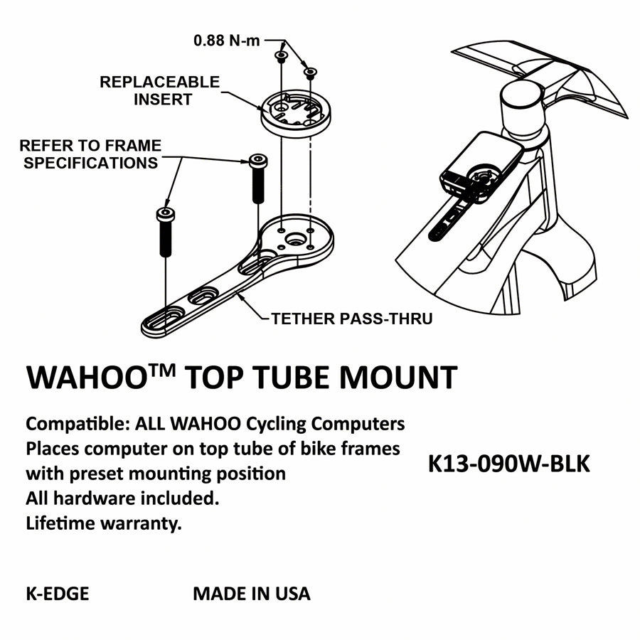 K-EDGE Wahoo Top Tube Mount - Black Computers and Accessories K-Edge   