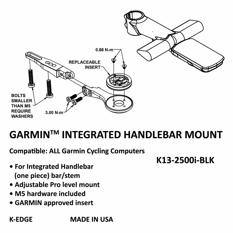 K-EDGE Integrated Handlebar System Mount for Garmin Computers and Accessories K-Edge   