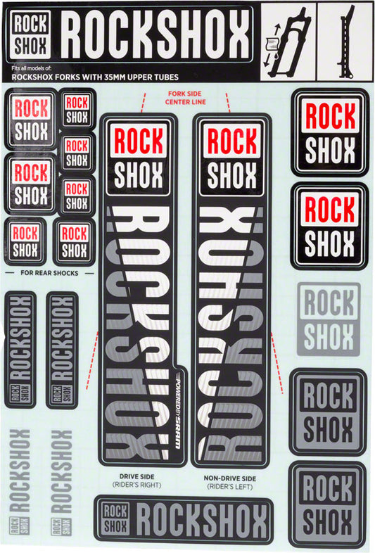 RockShox Fork Decal Kit - 35mm White Sticker/Decal RockShox   