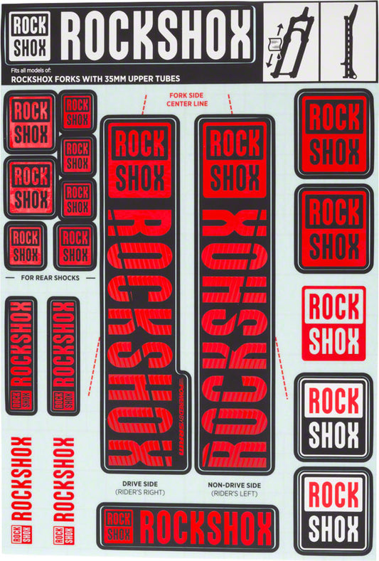 RockShox Fork Decal Kit - 35mm Red Sticker/Decal RockShox   