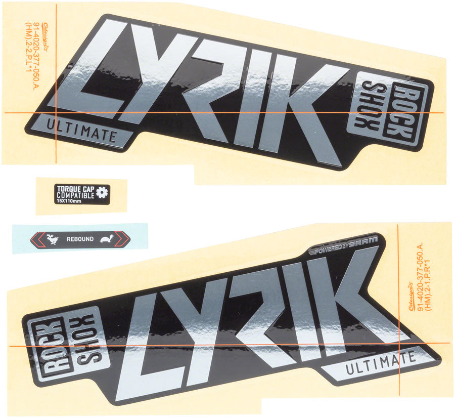 RockShox Fork Decal Kit - Lyrik Ultimate 27/29" Polar Foil for Gloss Black Sticker/Decal RockShox   
