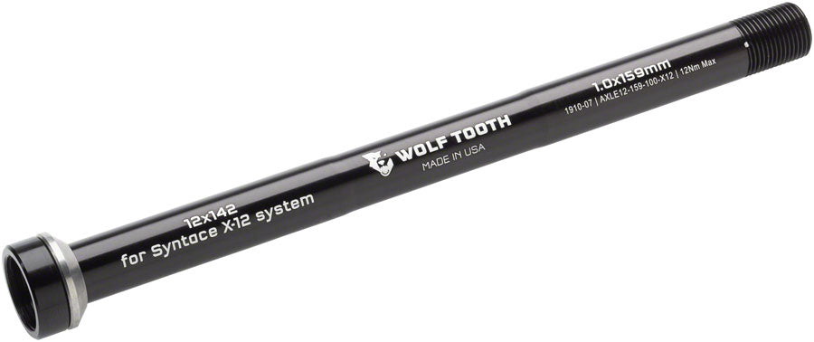 Wolf Tooth Rear Thru Axle - M12 1.0 x 159mm for X12 x 142mm Black Axles & Axle Parts Wolf Tooth   