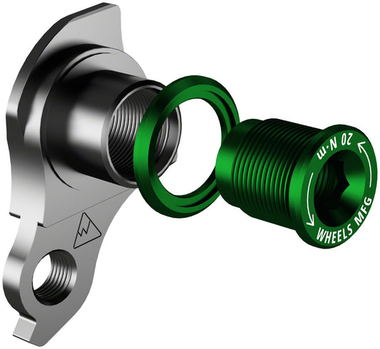 Wheels Manufacturing Universal Derailleur Hanger - 404-9 For Frames designed to accept SRAM UDH BLK/Green Derailleur Hangers and Hardware Wheels Manufacturing   
