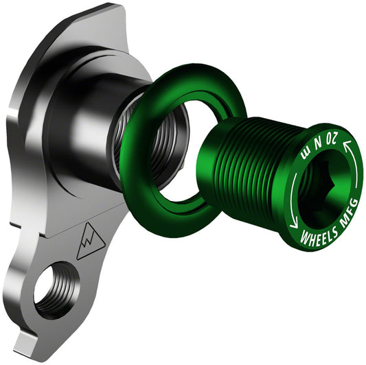 Wheels Manufacturing Universal Derailleur Hanger - 487-9 For Trek ABP MTB Frames designed to accept SRAM UDH BLK/Green Derailleur Hangers and Hardware Wheels Manufacturing   