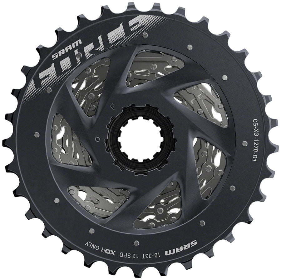 SRAM Force AXS XG-1270 Cassette - 12-Speed 10-33t Silver For XDR Driver Body D1 Cassettes and Cogs SRAM   