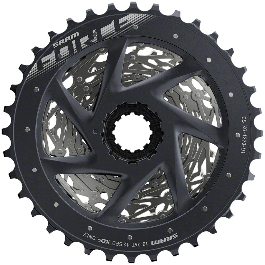SRAM Force AXS XG-1270 Cassette - 12-Speed 10-36t Silver For XDR Driver Body D1 Cassettes and Cogs SRAM   