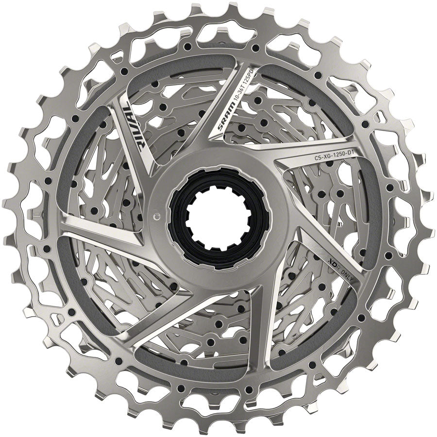 SRAM Rival AXS XG-1250 Cassette - 12-Speed 10-36t Silver For XDR Driver Body D1 Cassettes and Cogs SRAM   
