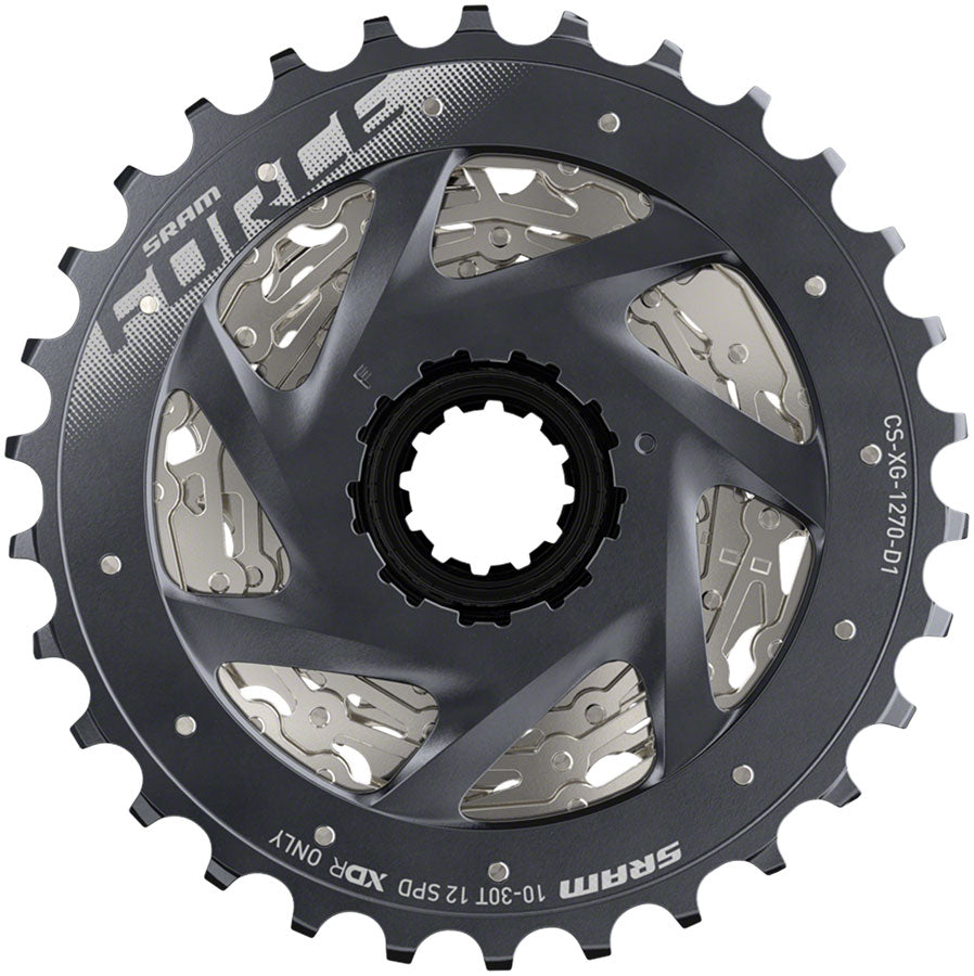 SRAM Force AXS XG-1270 Cassette - 12-Speed 10-30t Silver For XDR Driver Body D1 Cassettes and Cogs SRAM   