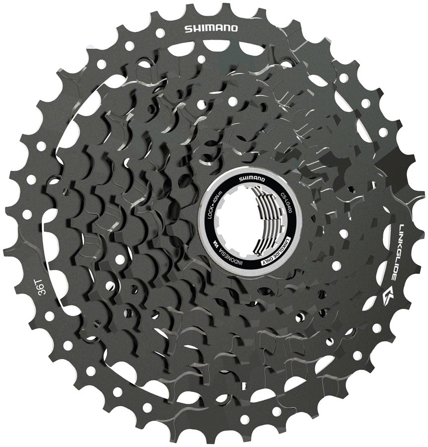 Shimano CUES  CS-LG400-9 Cassette - 9-Speed 11-36t LINKGLIDE Black Cassettes and Cogs Shimano   