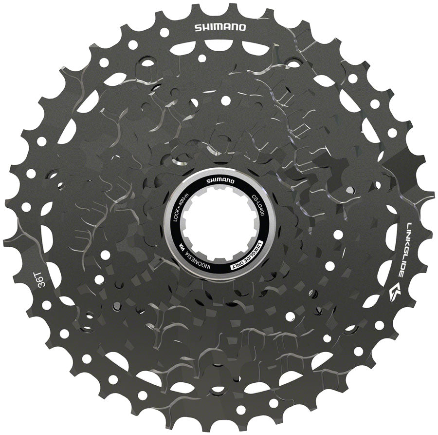 Shimano CUES  CS-LG400-9 Cassette - 9-Speed 11-36t LINKGLIDE Black Cassettes and Cogs Shimano   