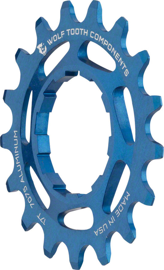 Wolf Tooth Single Speed Aluminum Cog - 17t Compatible with 3/32" Chains Blue Driver and Single Cog Wolf Tooth   
