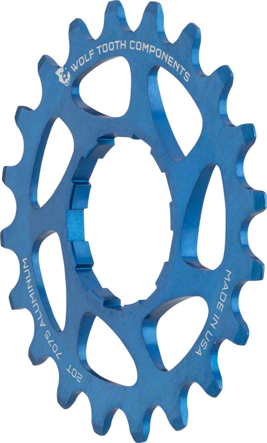 Wolf Tooth Single Speed Aluminum Cog - 20t Compatible with 3/32" Chains Blue Driver and Single Cog Wolf Tooth   