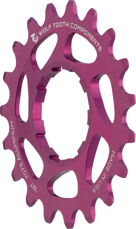Wolf Tooth Single Speed Aluminum Cog - 19t Compatible 3/32" Chains Purple Driver and Single Cog Wolf Tooth   