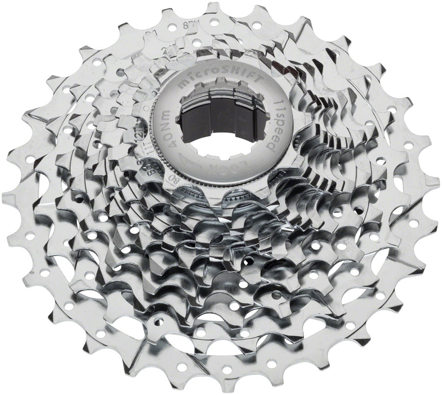 microSHIFT G11 Cassette - 11 Speed 11-28t Silver Chrome Plated With Spider Cassettes and Cogs microSHIFT   