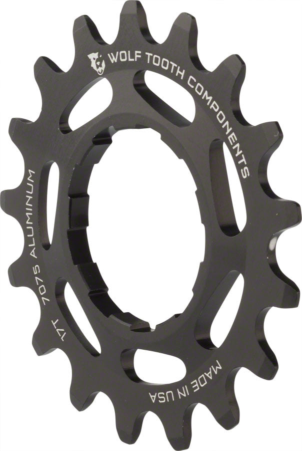 Wolf Tooth Single Speed Aluminum Cog - 17t Compatible 3/32" Chains BLK Driver and Single Cog Wolf Tooth   