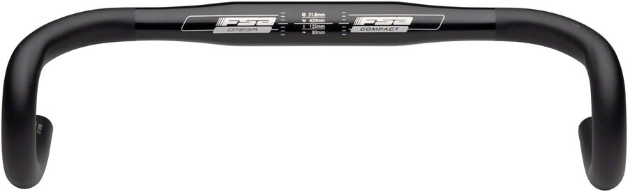 Full Speed Ahead Omega Compact Drop Handlebar - Aluminum 31.8mm 42cm Black Handlebars FSA   